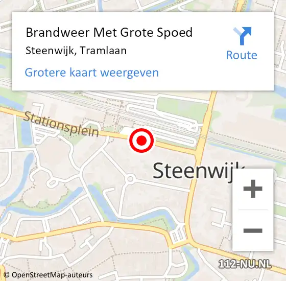 Locatie op kaart van de 112 melding: Brandweer Met Grote Spoed Naar Steenwijk, Tramlaan op 21 januari 2014 07:14