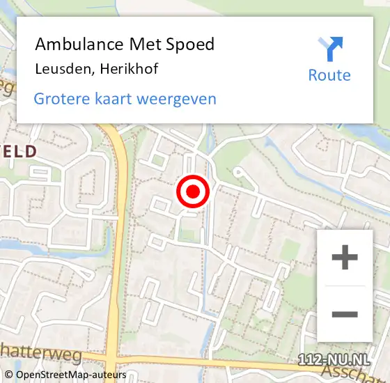 Locatie op kaart van de 112 melding: Ambulance Met Spoed Naar Leusden, Herikhof op 20 mei 2017 20:15