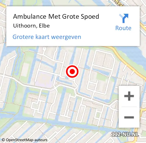Locatie op kaart van de 112 melding: Ambulance Met Grote Spoed Naar Uithoorn, Elbe op 20 mei 2017 20:24