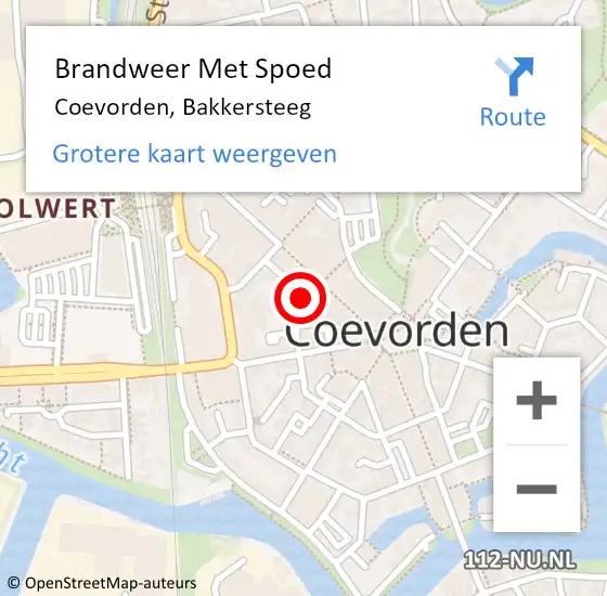 Locatie op kaart van de 112 melding: Brandweer Met Spoed Naar Coevorden, Bakkersteeg op 20 mei 2017 20:35