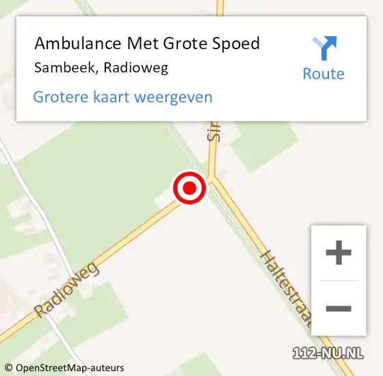 Locatie op kaart van de 112 melding: Ambulance Met Grote Spoed Naar Sambeek, Radioweg op 20 mei 2017 20:35