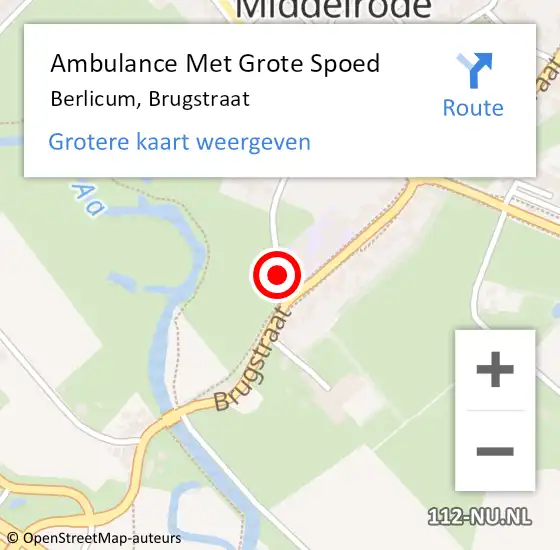 Locatie op kaart van de 112 melding: Ambulance Met Grote Spoed Naar Berlicum, Brugstraat op 20 mei 2017 20:36