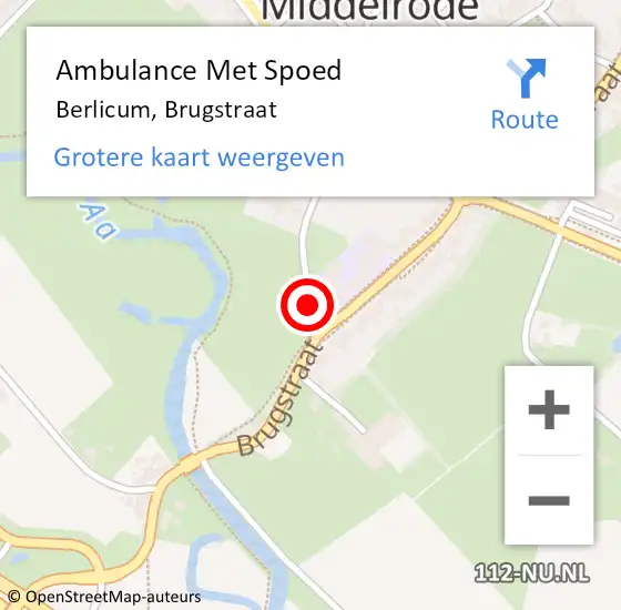 Locatie op kaart van de 112 melding: Ambulance Met Spoed Naar Berlicum, Brugstraat op 20 mei 2017 21:09