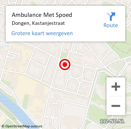 Locatie op kaart van de 112 melding: Ambulance Met Spoed Naar Dongen, Kastanjestraat op 20 mei 2017 21:39