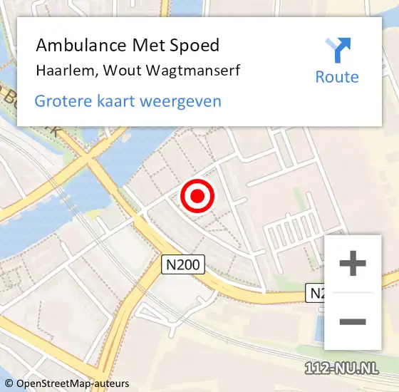 Locatie op kaart van de 112 melding: Ambulance Met Spoed Naar Haarlem, Wout Wagtmanserf op 20 mei 2017 22:02