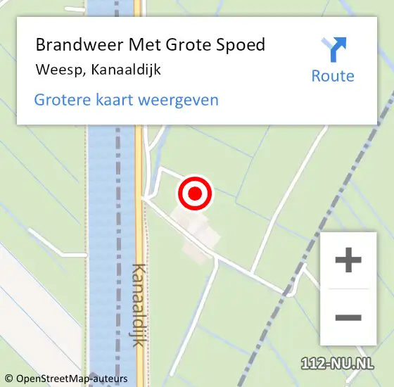 Locatie op kaart van de 112 melding: Brandweer Met Grote Spoed Naar Weesp, Kanaaldijk op 20 mei 2017 22:15