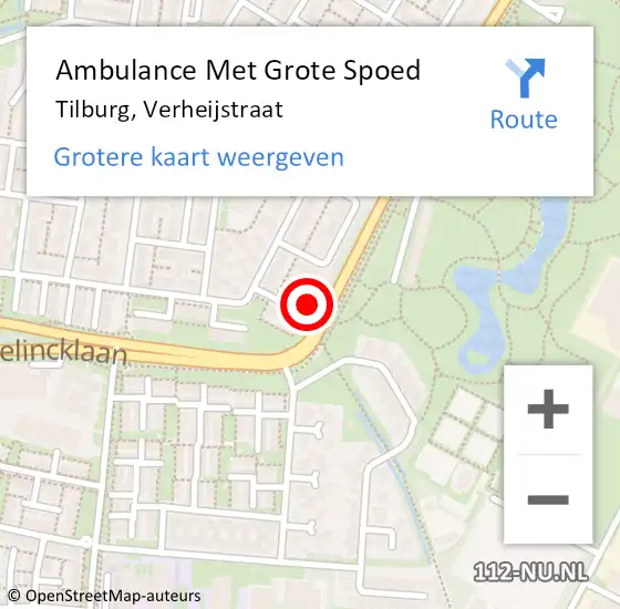 Locatie op kaart van de 112 melding: Ambulance Met Grote Spoed Naar Tilburg, Verheijstraat op 21 januari 2014 07:43