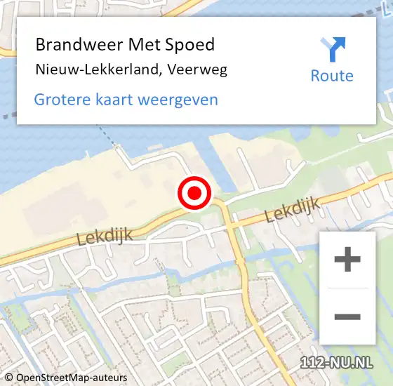 Locatie op kaart van de 112 melding: Brandweer Met Spoed Naar Nieuw-Lekkerland, Veerweg op 20 mei 2017 22:41