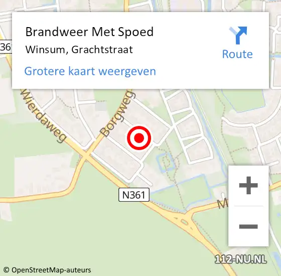 Locatie op kaart van de 112 melding: Brandweer Met Spoed Naar Winsum, Grachtstraat op 20 mei 2017 23:05