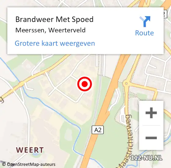 Locatie op kaart van de 112 melding: Brandweer Met Spoed Naar Meerssen, Weerterveld op 20 mei 2017 23:07