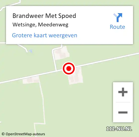 Locatie op kaart van de 112 melding: Brandweer Met Spoed Naar Wetsinge, Meedenweg op 20 mei 2017 23:45