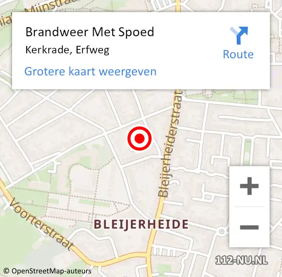 Locatie op kaart van de 112 melding: Brandweer Met Spoed Naar Kerkrade, Erfweg op 21 mei 2017 00:07