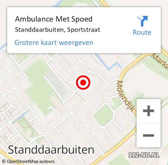 Locatie op kaart van de 112 melding: Ambulance Met Spoed Naar Standdaarbuiten, Sportstraat op 21 mei 2017 00:11