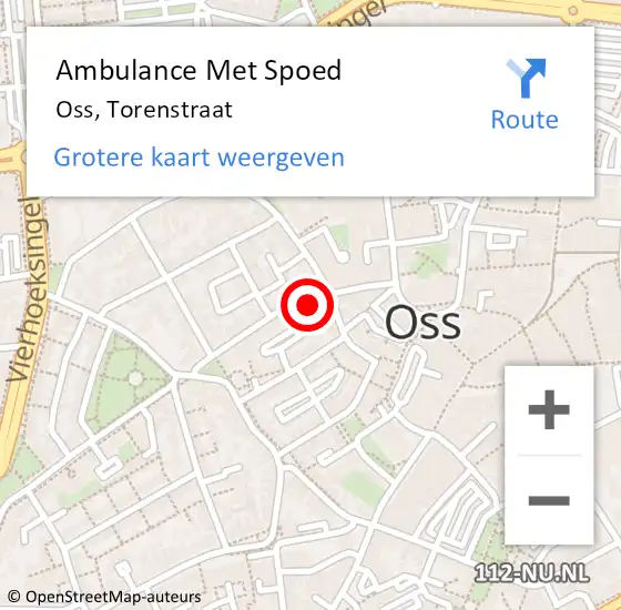 Locatie op kaart van de 112 melding: Ambulance Met Spoed Naar Oss, Torenstraat op 21 mei 2017 00:22