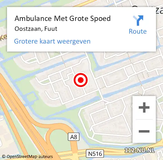Locatie op kaart van de 112 melding: Ambulance Met Grote Spoed Naar Oostzaan, Fuut op 21 januari 2014 07:55