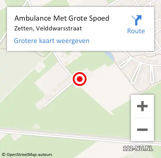 Locatie op kaart van de 112 melding: Ambulance Met Grote Spoed Naar Zetten, Velddwarsstraat op 21 mei 2017 01:29