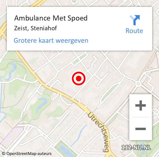 Locatie op kaart van de 112 melding: Ambulance Met Spoed Naar Zeist, Steniahof op 21 mei 2017 01:41