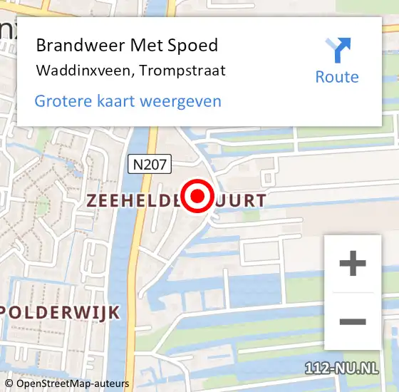 Locatie op kaart van de 112 melding: Brandweer Met Spoed Naar Waddinxveen, Trompstraat op 21 mei 2017 02:33