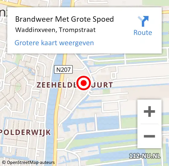 Locatie op kaart van de 112 melding: Brandweer Met Grote Spoed Naar Waddinxveen, Trompstraat op 21 mei 2017 02:34