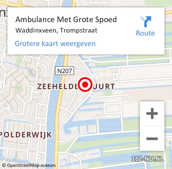 Locatie op kaart van de 112 melding: Ambulance Met Grote Spoed Naar Waddinxveen, Trompstraat op 21 mei 2017 02:35