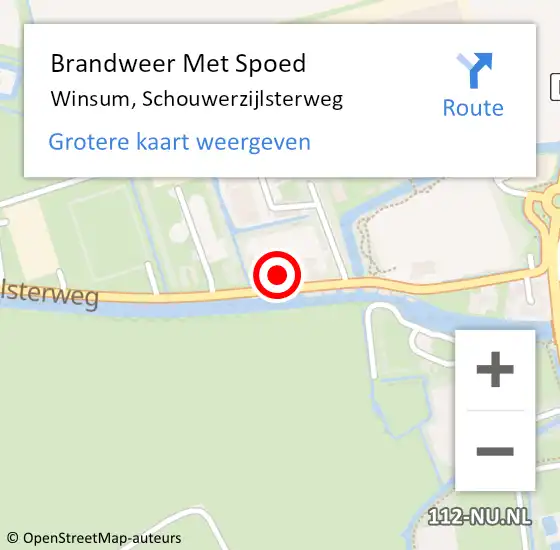 Locatie op kaart van de 112 melding: Brandweer Met Spoed Naar Winsum, Schouwerzijlsterweg op 21 mei 2017 03:09