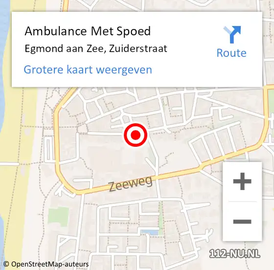 Locatie op kaart van de 112 melding: Ambulance Met Spoed Naar Egmond aan Zee, Zuiderstraat op 21 mei 2017 03:40