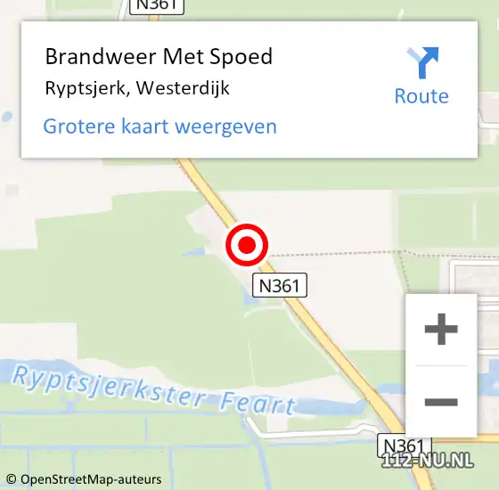 Locatie op kaart van de 112 melding: Brandweer Met Spoed Naar Ryptsjerk, Westerdijk op 21 mei 2017 03:59