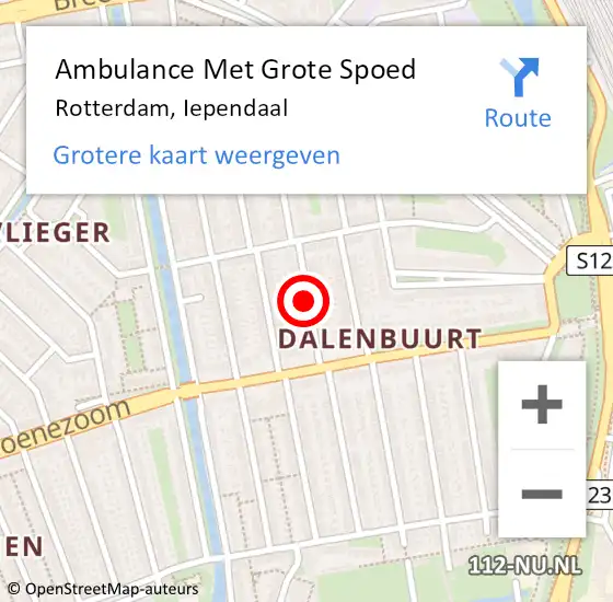 Locatie op kaart van de 112 melding: Ambulance Met Grote Spoed Naar Rotterdam, Iependaal op 21 mei 2017 04:46