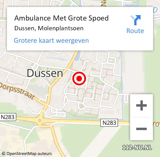 Locatie op kaart van de 112 melding: Ambulance Met Grote Spoed Naar Dussen, Molenplantsoen op 21 mei 2017 04:59