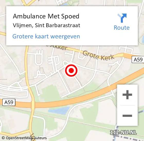 Locatie op kaart van de 112 melding: Ambulance Met Spoed Naar Vlijmen, Sint Barbarastraat op 21 mei 2017 05:33