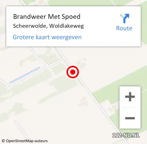 Locatie op kaart van de 112 melding: Brandweer Met Spoed Naar Scheerwolde, Woldlakeweg op 21 mei 2017 06:01