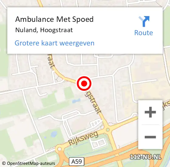 Locatie op kaart van de 112 melding: Ambulance Met Spoed Naar Nuland, Hoogstraat op 21 mei 2017 06:04