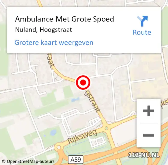 Locatie op kaart van de 112 melding: Ambulance Met Grote Spoed Naar Nuland, Hoogstraat op 21 mei 2017 06:10