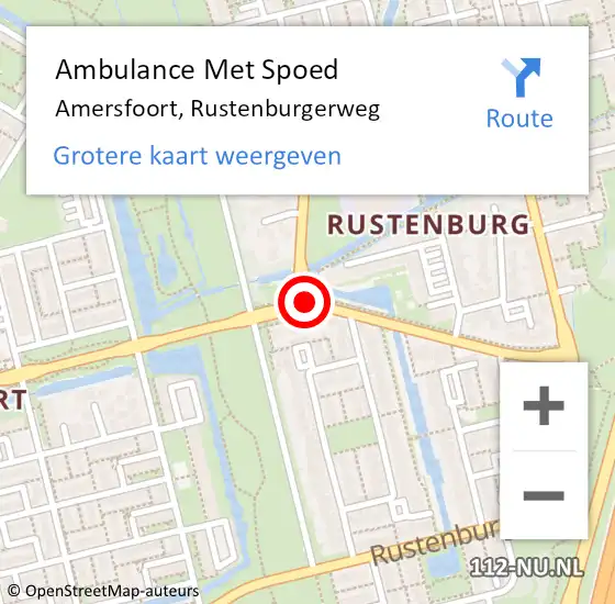 Locatie op kaart van de 112 melding: Ambulance Met Spoed Naar Amersfoort, Rustenburgerweg op 21 mei 2017 06:39