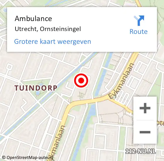 Locatie op kaart van de 112 melding: Ambulance Utrecht, Ornsteinsingel op 21 mei 2017 06:45