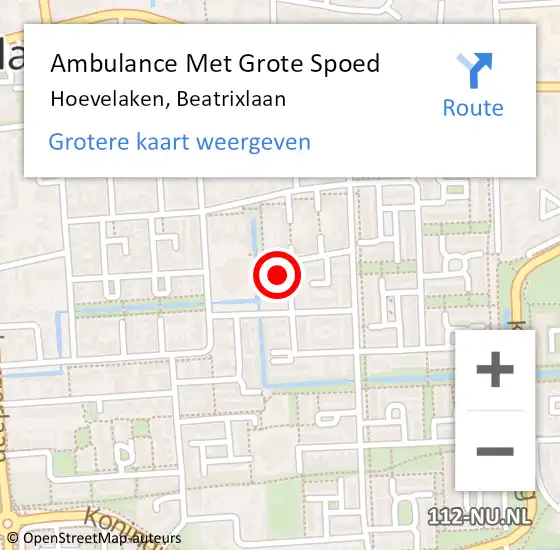 Locatie op kaart van de 112 melding: Ambulance Met Grote Spoed Naar Hoevelaken, Beatrixlaan op 21 mei 2017 07:04