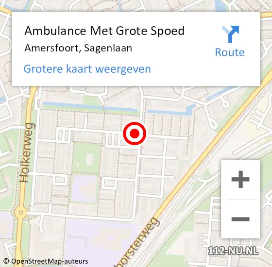 Locatie op kaart van de 112 melding: Ambulance Met Grote Spoed Naar Amersfoort, Sagenlaan op 21 mei 2017 07:14