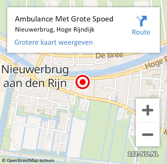 Locatie op kaart van de 112 melding: Ambulance Met Grote Spoed Naar Nieuwerbrug, Hoge Rijndijk op 21 mei 2017 08:06