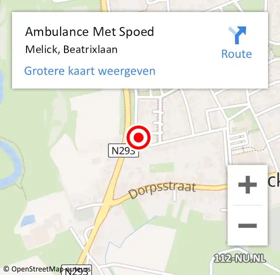 Locatie op kaart van de 112 melding: Ambulance Met Spoed Naar Melick, Beatrixlaan op 21 mei 2017 08:31