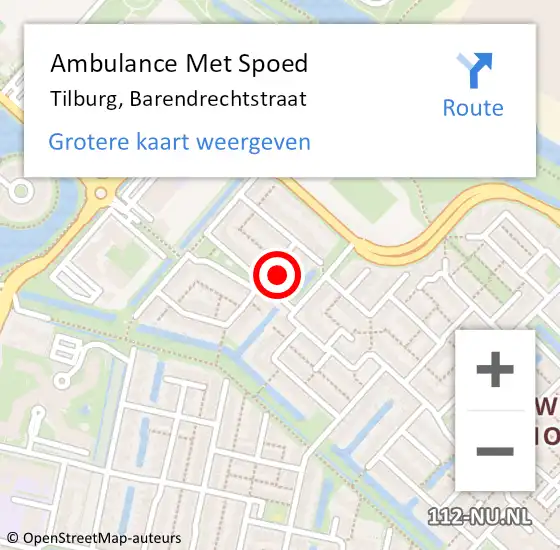 Locatie op kaart van de 112 melding: Ambulance Met Spoed Naar Tilburg, Barendrechtstraat op 21 mei 2017 08:39