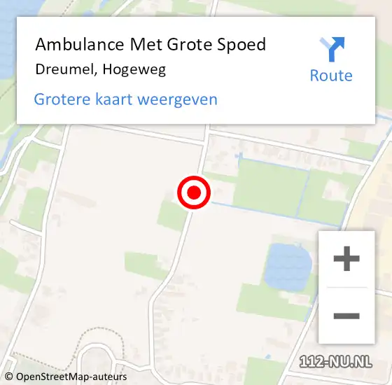 Locatie op kaart van de 112 melding: Ambulance Met Grote Spoed Naar Dreumel, Hogeweg op 21 mei 2017 08:54