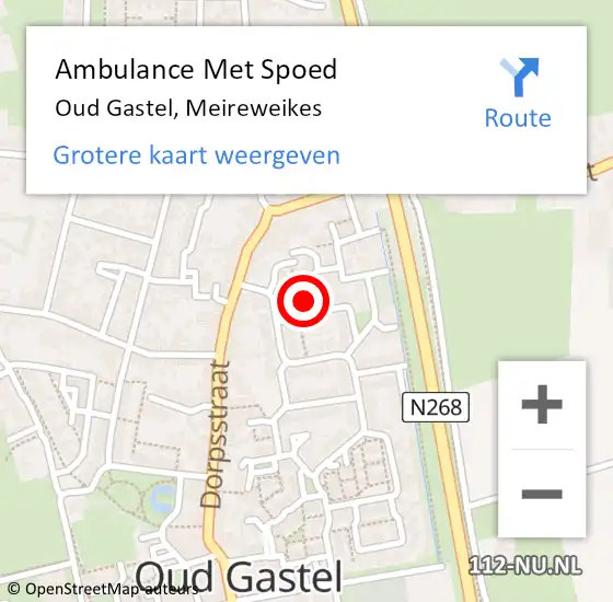 Locatie op kaart van de 112 melding: Ambulance Met Spoed Naar Oud Gastel, Meireweikes op 21 mei 2017 10:19