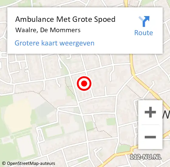 Locatie op kaart van de 112 melding: Ambulance Met Grote Spoed Naar Waalre, De Mommers op 21 mei 2017 10:27