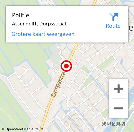 Locatie op kaart van de 112 melding: Politie Assendelft, Dorpsstraat op 21 mei 2017 11:02