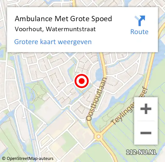 Locatie op kaart van de 112 melding: Ambulance Met Grote Spoed Naar Voorhout, Watermuntstraat op 21 mei 2017 11:03