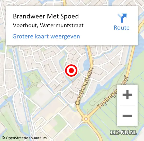 Locatie op kaart van de 112 melding: Brandweer Met Spoed Naar Voorhout, Watermuntstraat op 21 mei 2017 11:25