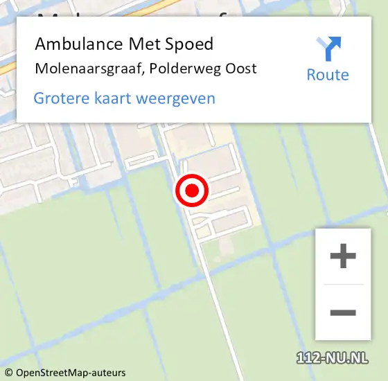 Locatie op kaart van de 112 melding: Ambulance Met Spoed Naar Molenaarsgraaf, Polderweg Oost op 21 mei 2017 11:33