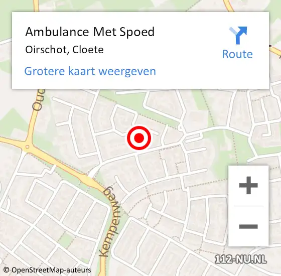 Locatie op kaart van de 112 melding: Ambulance Met Spoed Naar Oirschot, Cloete op 21 mei 2017 11:59