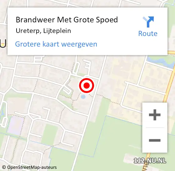 Locatie op kaart van de 112 melding: Brandweer Met Grote Spoed Naar Ureterp, Lijteplein op 21 mei 2017 12:08