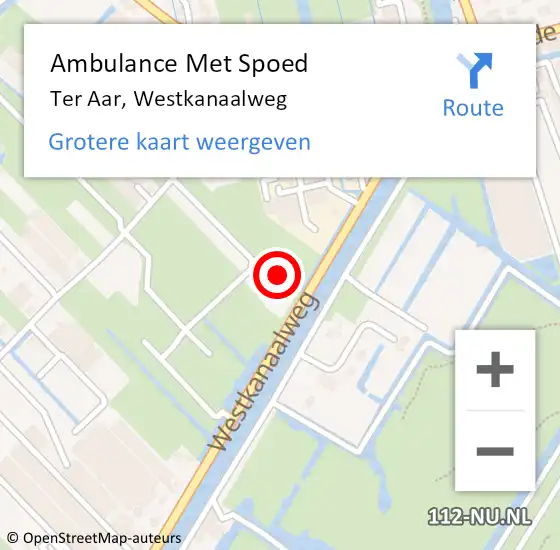 Locatie op kaart van de 112 melding: Ambulance Met Spoed Naar Ter Aar, Westkanaalweg op 21 mei 2017 12:50